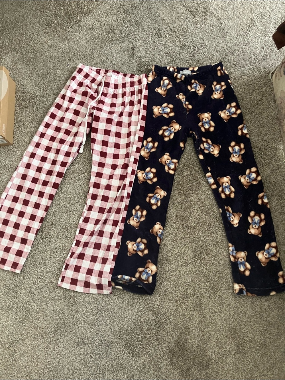 Calvin Klein Kids Pajama Bottoms - Red Plaid & Black Teddy Print